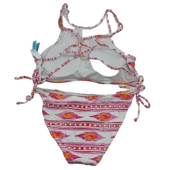 Cupshe Bikini Cheeky String Pink White Geometric Beach Summer Womens Size 2XL - Picture 4 of 6